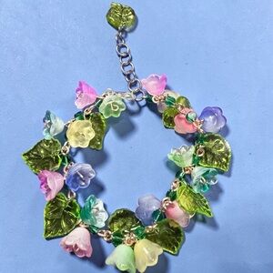 Glass Flower Charm Bracelet Handmade Fairycore adjustable